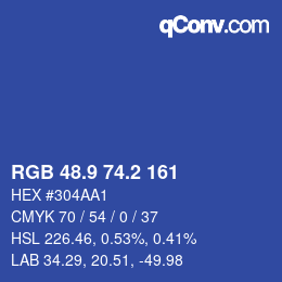 Color code: RGB 48.9 74.2 161 | qconv.com