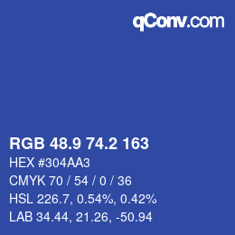 Color code: RGB 48.9 74.2 163 | qconv.com