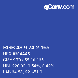 カラーコード: RGB 48.9 74.2 165 | qconv.com