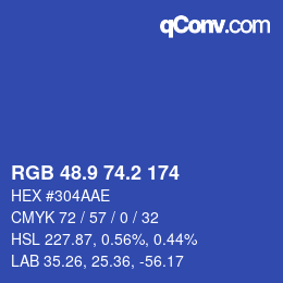 カラーコード: RGB 48.9 74.2 174 | qconv.com