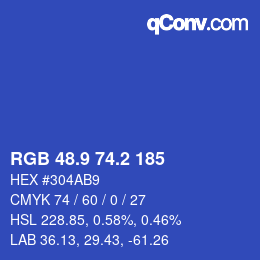 カラーコード: RGB 48.9 74.2 185 | qconv.com