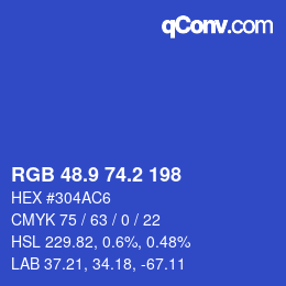 カラーコード: RGB 48.9 74.2 198 | qconv.com