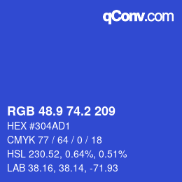 カラーコード: RGB 48.9 74.2 209 | qconv.com