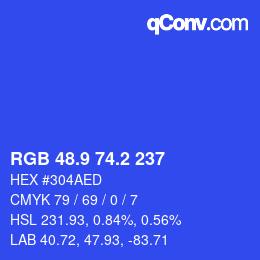 カラーコード: RGB 48.9 74.2 237 | qconv.com