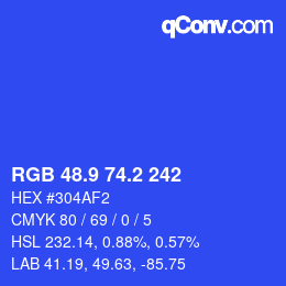 カラーコード: RGB 48.9 74.2 242 | qconv.com
