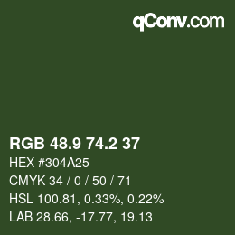 Color code: RGB 48.9 74.2 37 | qconv.com