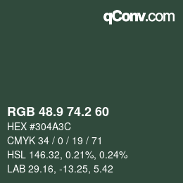 カラーコード: RGB 48.9 74.2 60 | qconv.com
