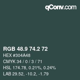 Color code: RGB 48.9 74.2 72 | qconv.com