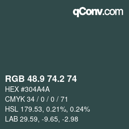 カラーコード: RGB 48.9 74.2 74 | qconv.com