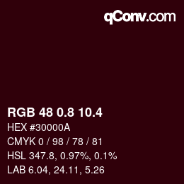 カラーコード: RGB 48 0.8 10.4 | qconv.com