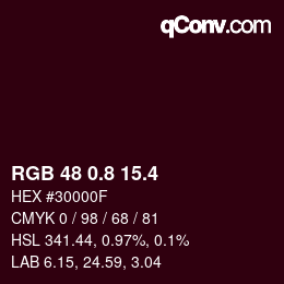 カラーコード: RGB 48 0.8 15.4 | qconv.com