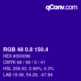 カラーコード: RGB 48 0.8 150.4 | qconv.com