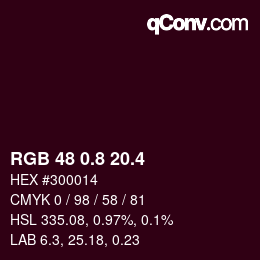 カラーコード: RGB 48 0.8 20.4 | qconv.com