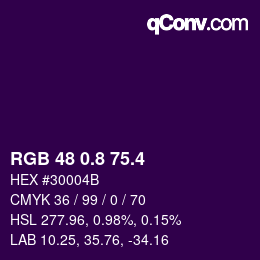 カラーコード: RGB 48 0.8 75.4 | qconv.com
