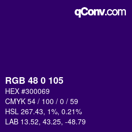 Color code: RGB 48 0 105 | qconv.com