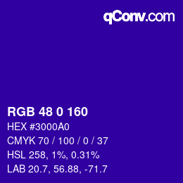 Color code: RGB 48 0 160 | qconv.com