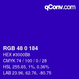 Color code: RGB 48 0 184 | qconv.com