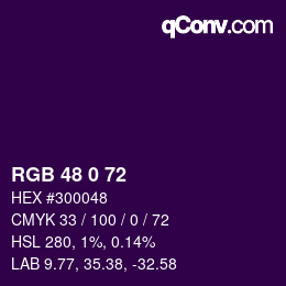 Color code: RGB 48 0 72 | qconv.com