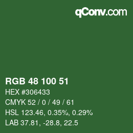 Color code: RGB 48 100 51 | qconv.com