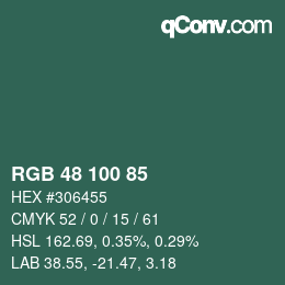 Color code: RGB 48 100 85 | qconv.com