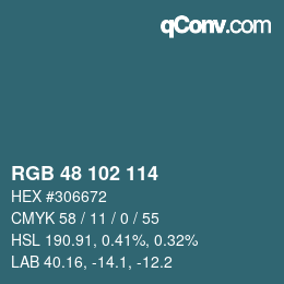 Color code: RGB 48 102 114 | qconv.com