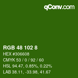 カラーコード: RGB 48 102 8 | qconv.com