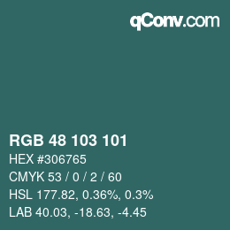 Color code: RGB 48 103 101 | qconv.com