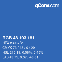 Color code: RGB 48 103 181 | qconv.com