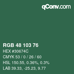 Color code: RGB 48 103 76 | qconv.com