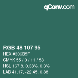 Farbcode: RGB 48 107 95 | qconv.com