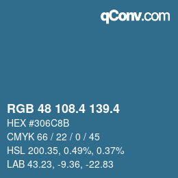 カラーコード: RGB 48 108.4 139.4 | qconv.com