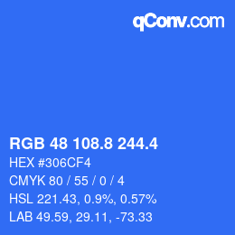 カラーコード: RGB 48 108.8 244.4 | qconv.com