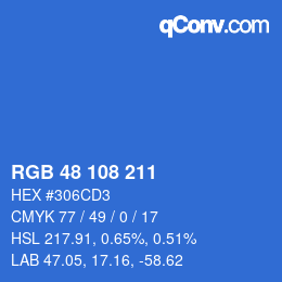 Color code: RGB 48 108 211 | qconv.com