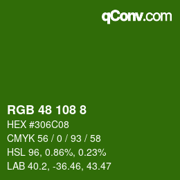 Color code: RGB 48 108 8 | qconv.com