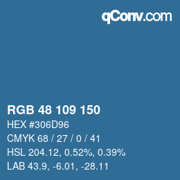 Color code: RGB 48 109 150 | qconv.com