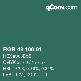 Color code: RGB 48 109 91 | qconv.com
