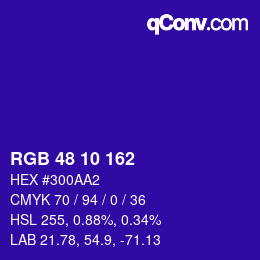 Color code: RGB 48 10 162 | qconv.com