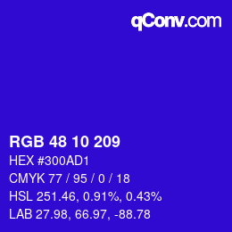 Color code: RGB 48 10 209 | qconv.com