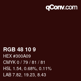 Color code: RGB 48 10 9 | qconv.com