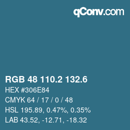 カラーコード: RGB 48 110.2 132.6 | qconv.com