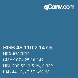 カラーコード: RGB 48 110.2 147.6 | qconv.com