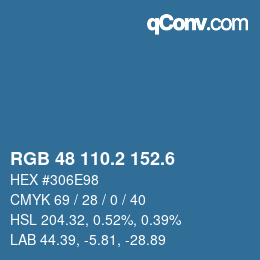 カラーコード: RGB 48 110.2 152.6 | qconv.com