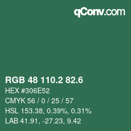カラーコード: RGB 48 110.2 82.6 | qconv.com