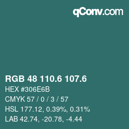 カラーコード: RGB 48 110.6 107.6 | qconv.com