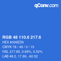 カラーコード: RGB 48 110.6 217.6 | qconv.com