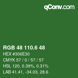 カラーコード: RGB 48 110.6 48 | qconv.com