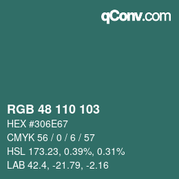 颜色代码: RGB 48 110 103 | qconv.com