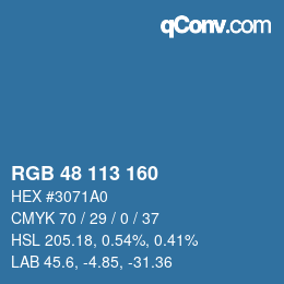 Color code: RGB 48 113 160 | qconv.com
