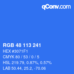 Color code: RGB 48 113 241 | qconv.com