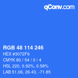 Color code: RGB 48 114 246 | qconv.com